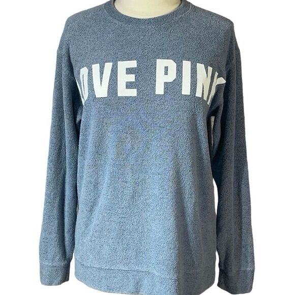Victoria's Secret PINK Steel Blue with White Logo French Terry Pullover Tunic - Picture 3 of 8